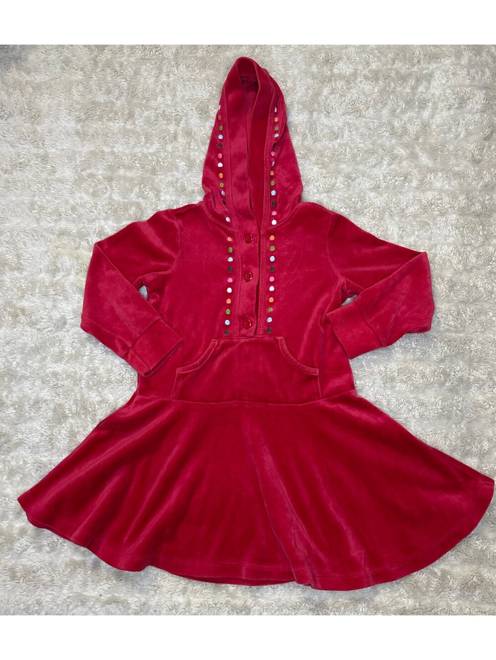 Vintage Gymboree Cupcake Cutie crimson velour hooded skater dress Size 4 festive